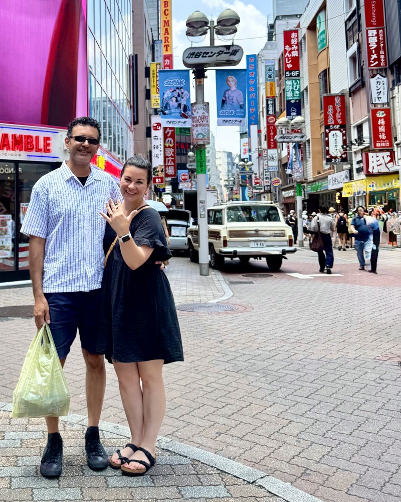 Jake and Salena on a street in Tokyo